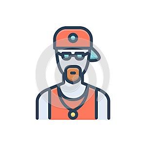 Color illustration icon for Rap, singer and musician