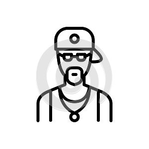 Black line icon for Rap, singer and musician photo