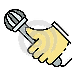 Rap microphone icon color outline vector