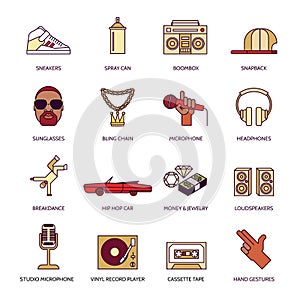 Rap Music Icons Set