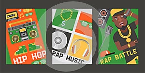 Rap music vector dj playing disco on turntable sound record illustration backdrop of rap cap discjockey headphones