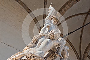 `The rape of Polyxena` sculpture in Loggia Dei Lanzi, Florence, Italy.