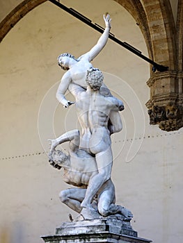 of the Sabine Women Statue, Logia dei Lanzi, Florence, Italy