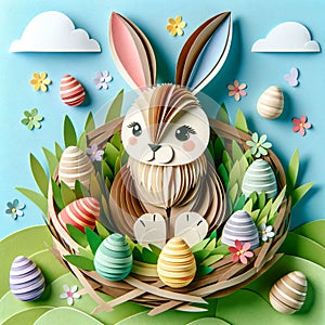 Raper craft Easter Rabbit in nest