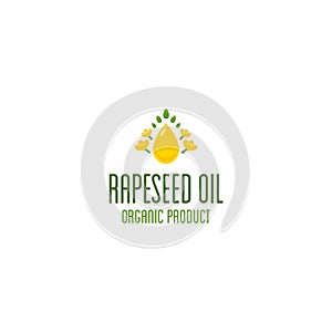 Rapeseed oil and canola oil logo. Organic product vector emblem