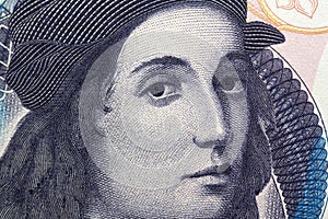 Raphael a closeup portrait from Italian money