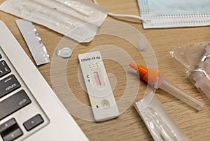 Rapid antigen covid self-test kit on the table