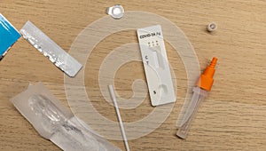 Rapid antigen covid self-test kit on the table