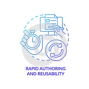 Rapid authoring and reusability blue gradient concept icon photo