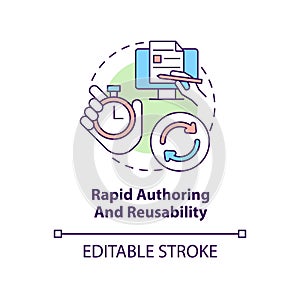 Rapid authoring and reusability concept icon photo