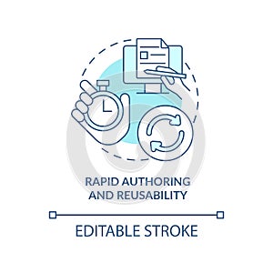 Rapid authoring and reusability turquoise concept icon photo