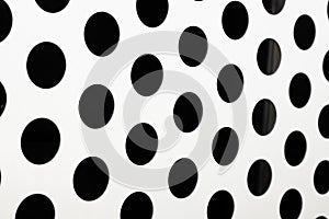 Rapid black big dot pattern on white background, round holes texture on perforated metal panel surface
