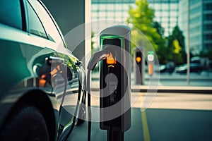 Rapid Electric Car Charging Stations Paving the Way for Modern Fast Vehicle Charging. created with Generative AI