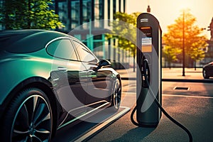 Rapid Electric Car Charging Stations Paving the Way for Modern Fast Vehicle Charging. created with Generative AI