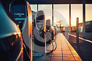 Rapid Electric Car Charging Stations Paving the Way for Modern Fast Vehicle Charging. created with Generative AI