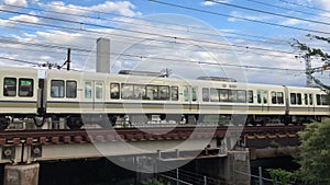 Rapid express train in Osaka, Japan.