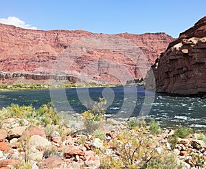 The rapid flow of the river