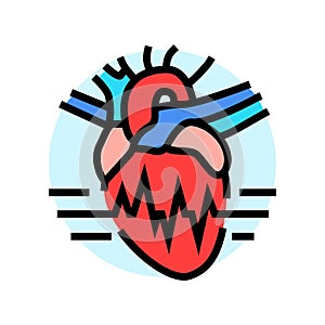 rapid heartbeat palpitations disease symptom color icon vector illustration
