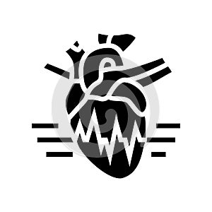 rapid heartbeat palpitations disease symptom glyph icon vector illustration