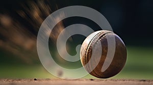 Rapid motion of a cricket ball bowled by a fast bowler mid-flight photography