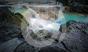 Rapid mountain river stream with cold fresh water running