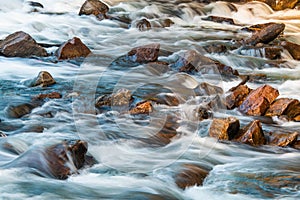 Rapid water moving along the rocky river bed