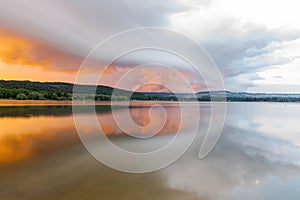 Rapid weather change at lake in France