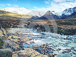 Rapids and small waterfall on River Coe, Glencoe Mountain