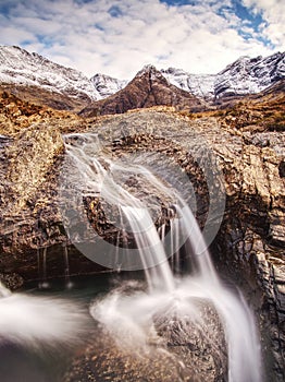 Rapids and small waterfall on River Coe, Glencoe Mountain