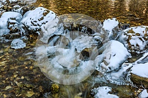 Rapids in `Soteska Pekel` gorge in the winter photo