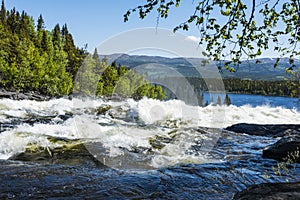 Rapids Tannforsen waterfall Sweden