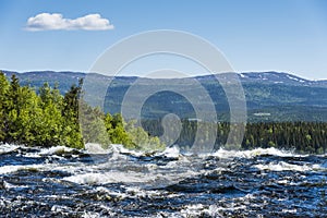 Rapids Tannforsen waterfall Sweden