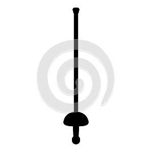 Rapier epee saber fencing sword old cold weaponry melee weapon for sport or duel silhouette icon black color vector illustration