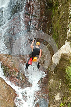 Rappelling Tall Canyon Waterfall