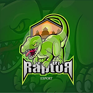 Raptor mascot esport logo design.