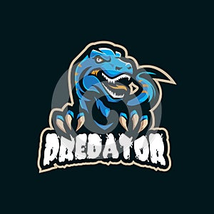 Raptor mascot logo design vector with modern illustration concept style for badge, emblem and t shirt printing. angry raptor photo