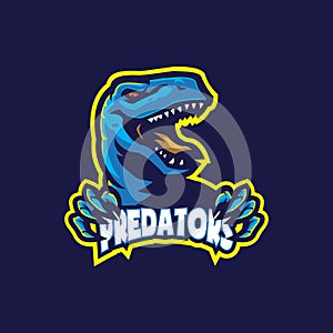 Raptor mascot logo design vector with modern illustration concept style for badge, emblem and t shirt printing. Angry raptor photo