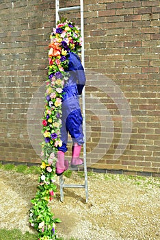 Rapunzel, climbing a ladder