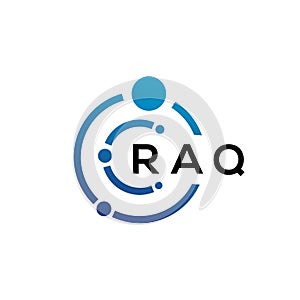 RAQ letter technology logo design on white background. RAQ creative initials letter IT logo concept. RAQ letter design