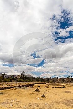 Raqchi, Inca archaeological site in Cusco, Peru Ruin of Temple at Chacha,South America