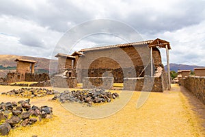 Raqchi, Inca archaeological site in Cusco, Peru (Ruin of Temple of Wiracocha) at Chacha