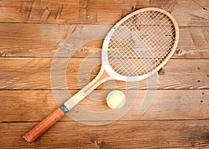 Raquet and in wood background photo