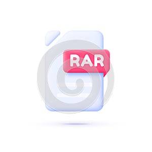 Rar Archive icon in 3d style on white background. Vector design