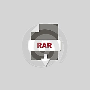 RAR download icon on background. RAR button .