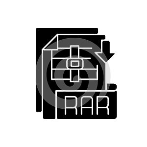 RAR file black glyph icon photo