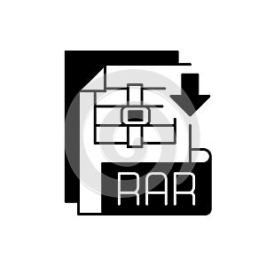 RAR file black linear icon photo