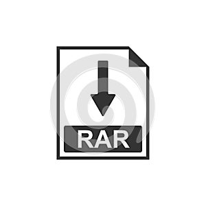 RAR file document icon. Download RAR button icon isolated