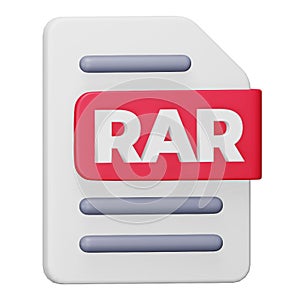 Rar file format 3d rendering isometric icon.