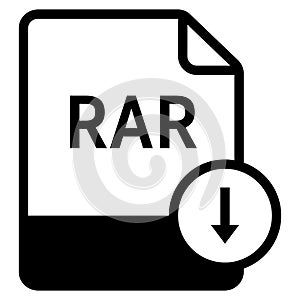 RAR file format with arrow down symbol icon vector for web and mobile application