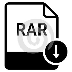 RAR file format with arrow down symbol icon vector for web and mobile application